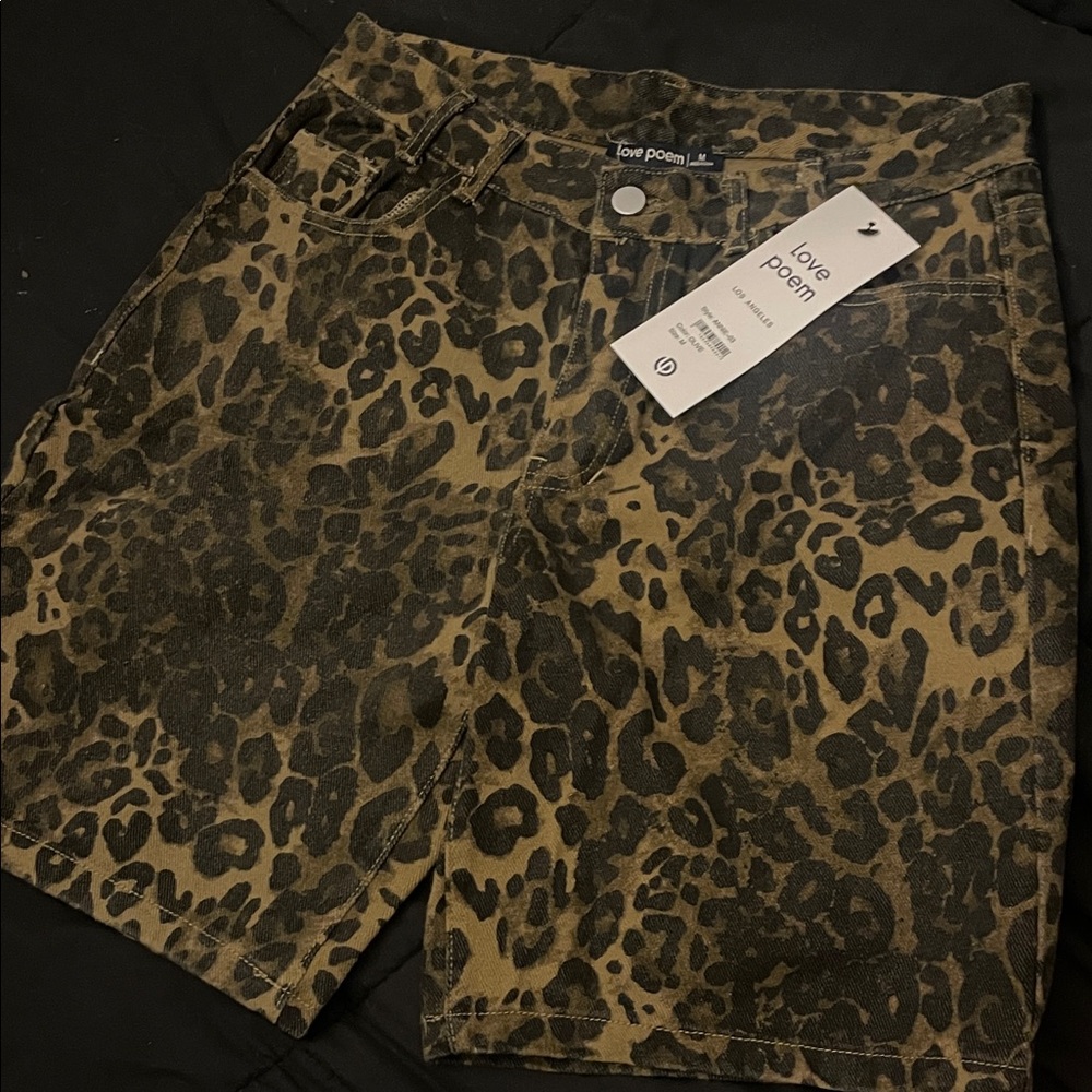Love Poem Leopard Print Jean Shorts